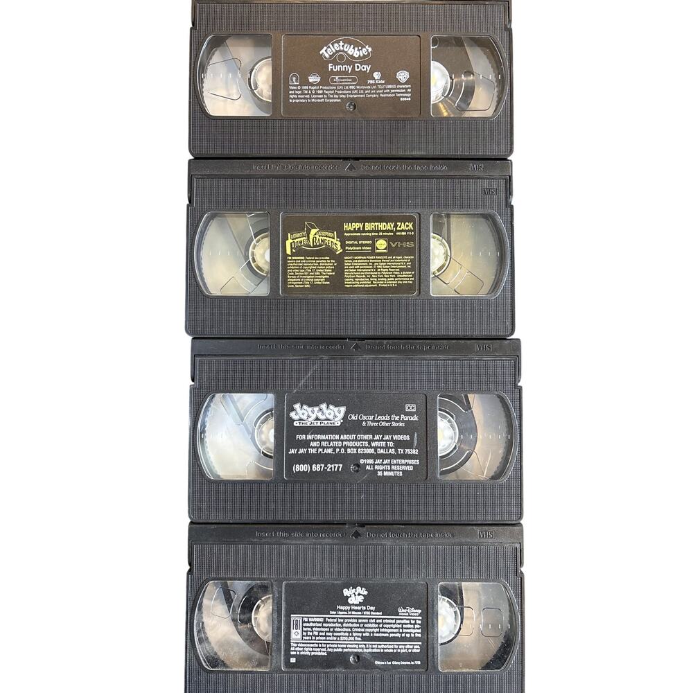Vintage kids VHS lot 4 Jay Jay, Power Rangers, Teletubbies, Rolie Polie Olie